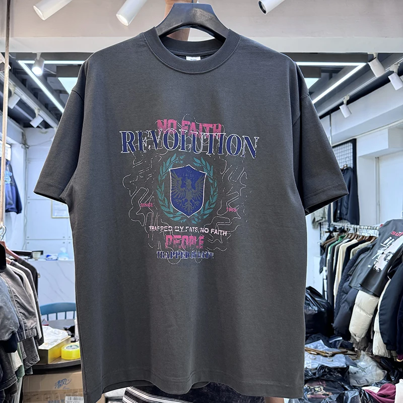 

Летняя футболка в стиле пэчворк с тяжелой талией и принтом номер 6, свободная круглая футболка в стиле хип-хоп, футболка ex Street Sle