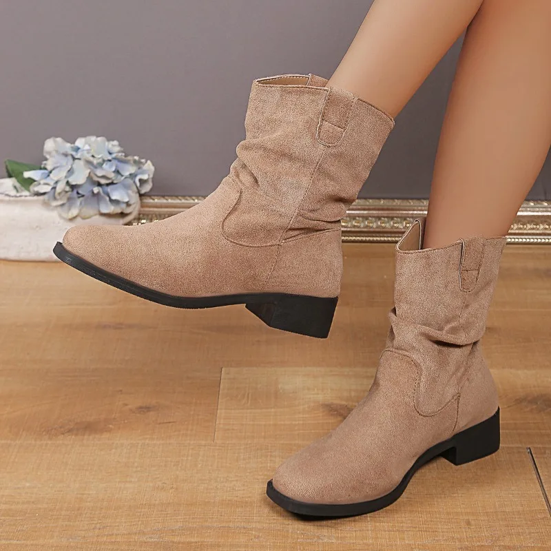 

2025 новые женские хит продаж, модные ботильоны высокого качества на каблуке, женские ботинки в стиле вестерн, женские осенне-зимние стильные короткие ботинки