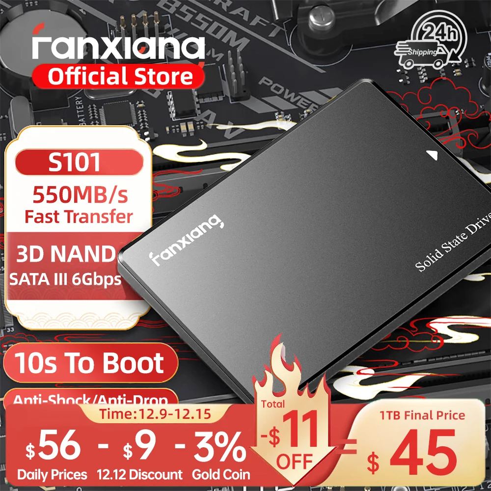 Fanxiang S101/S102 Pro/S101Q 2.5inch SATA SSD 512GB 1TB 2TB 4TB 550MB/s Hard Drive SSD SATA Internal Solid State Disk 6xFast HDD