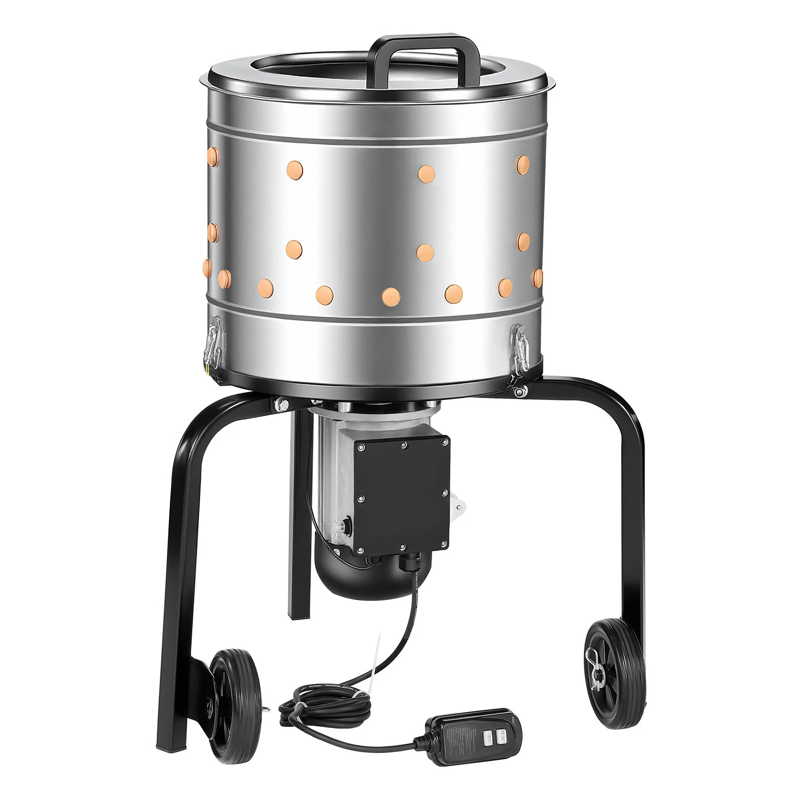 VEVOR Chicken Plucker Machine 15.7in/19.7in/25.6in Drum with Soft Fingers & Transport Wheels for Processing 1-2/4 Chicks Once