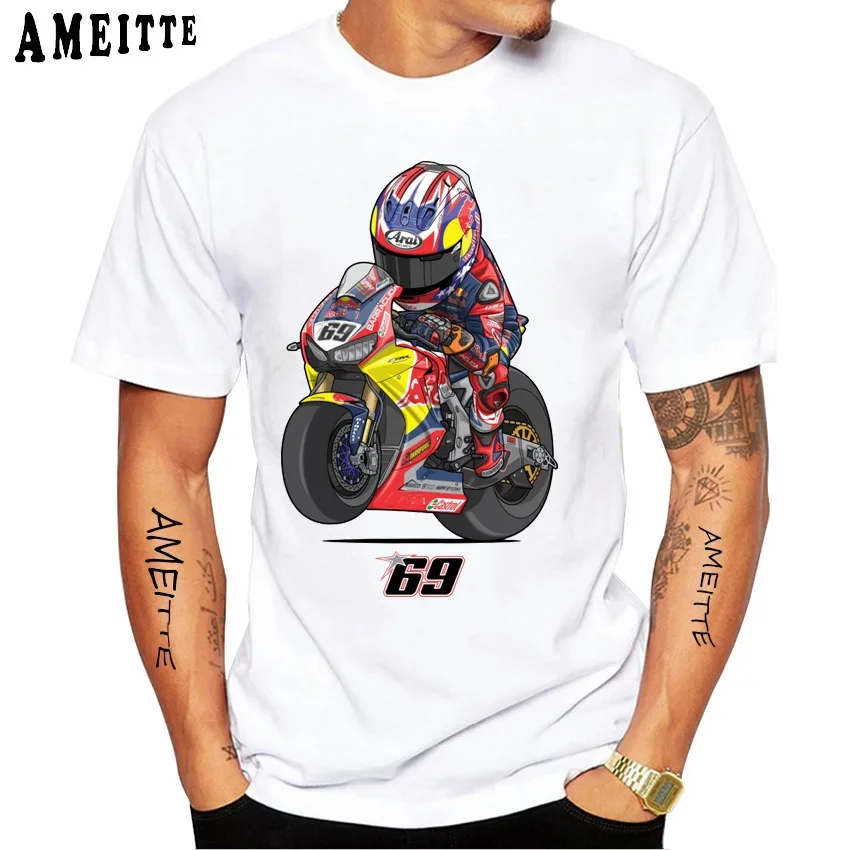 Nicky Hayden 69 GP Race Kentucky Riding Legend T-Shirt Men Short Sleeve Adventure Sport Shirt Hip Hop Casual Boy White Tees