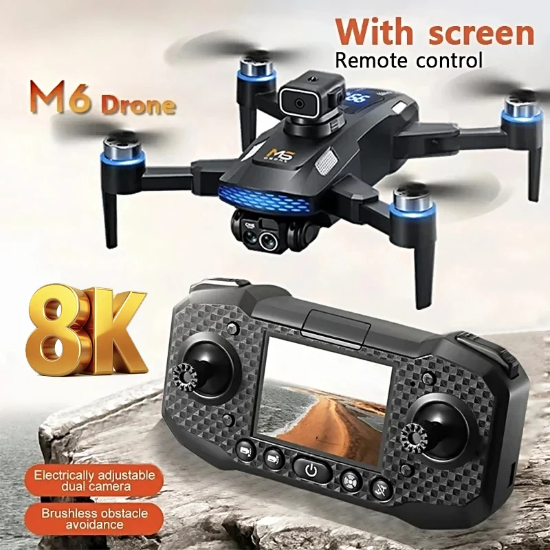 New M6 Drone Professional 8K Camera Dron 5G WIFI FPV UAV With screen remote control RC Dron avoidance Aerial Quadcopter