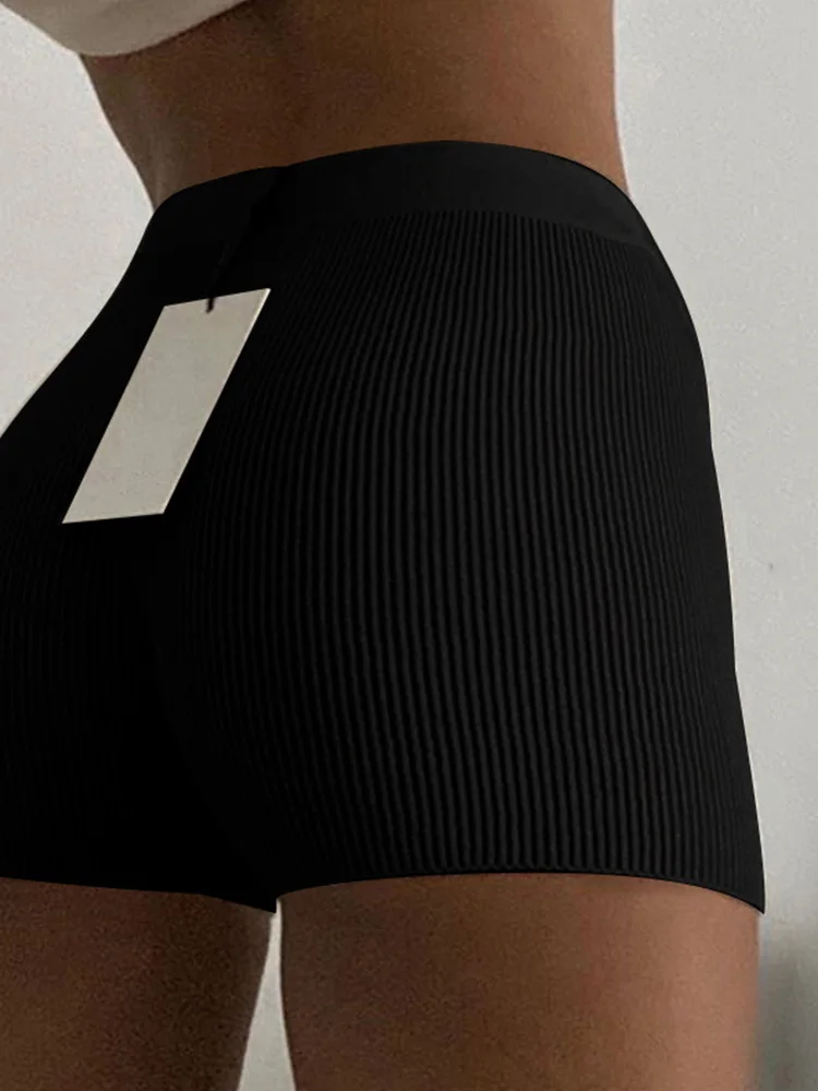 

Casual Fashion White Black High Waist Women Knitted Biker Bodycon Shorts Summer Cotton Sweat Mini Sexy Shorts Femme