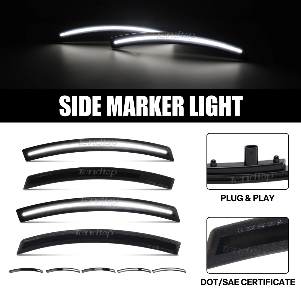 

4Pcs/Set For Chevrolet Corvette C7 2014 2015 2016 2017 2018 2019 Car Front Rear Bumper LED Side Marker Light Smoked Fender Lamp