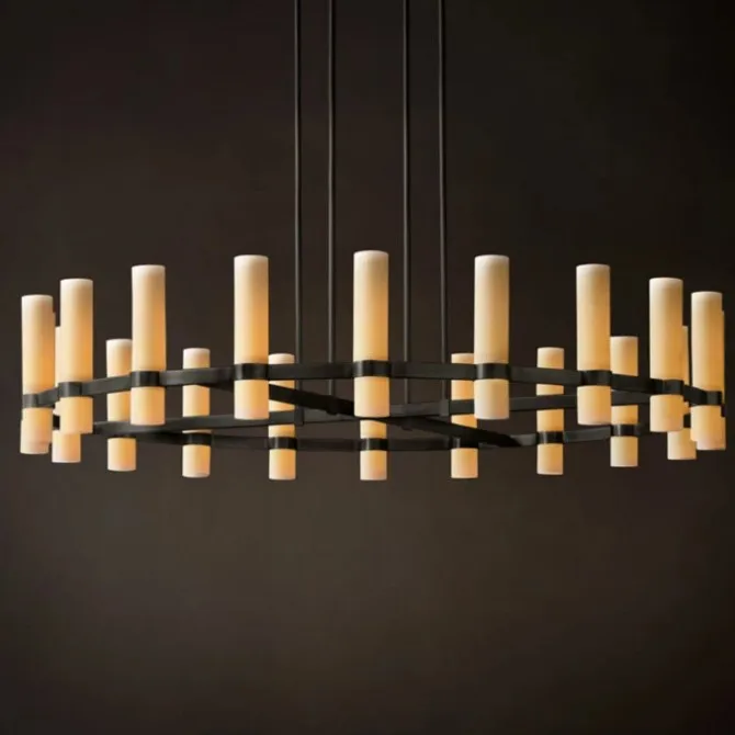 All-copper American living room chandelier, simple dining room bar island table one-character chandelier