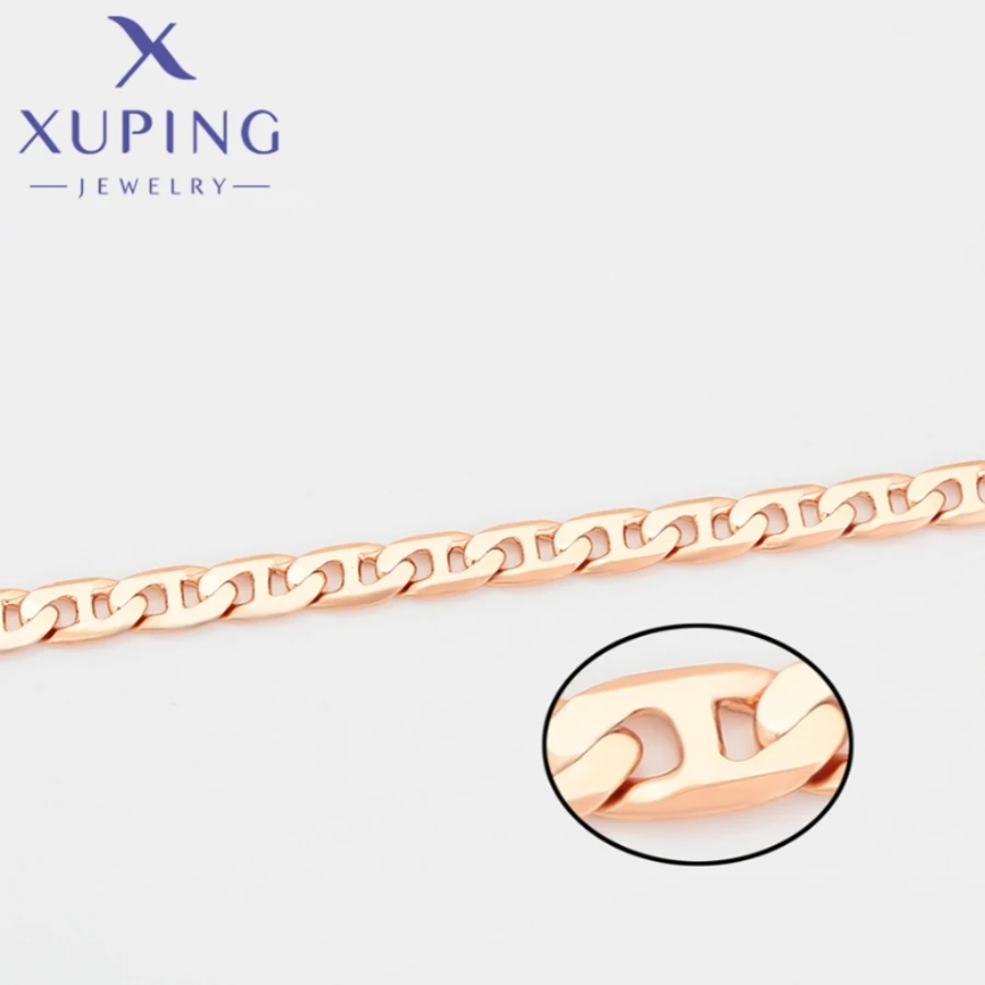 Xuping-لون الذهب الوردي سلاسل قلادة للرجال والنساء ، مجوهرات دائرية ، حفلة عيد الميلاد هدية ، رائعة الاسلوب المناسب ، جديد ، A00914980