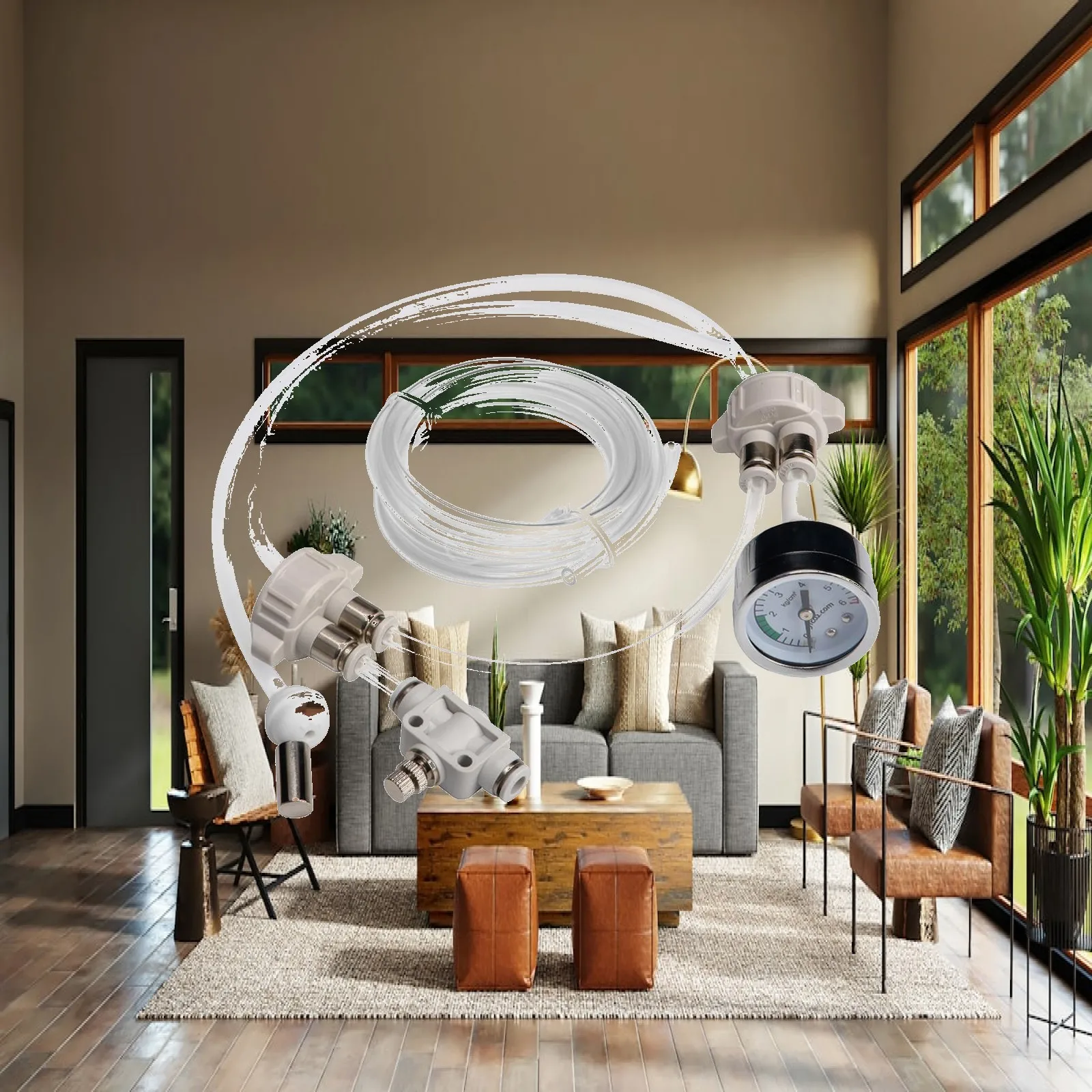 Co2 Diffuser Planted - 水槽用CO2発生器（圧力計付き）、プラスチック・金属製パイプディフューザー、植物水槽用注入装置
