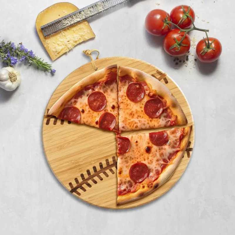 

ABKY-Bamboo Wooden Cutting Board, Round Dinner Plate, Household Kitchen Fruit And Vegetable Pizza,Dessert Plates