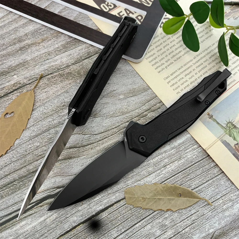 2041 Pocket Flipper Knife D2 Steel Blade Survival Jackknife Outdoor Utility Multi-purpose Folding Knife Nylon Wave Fiber Handle