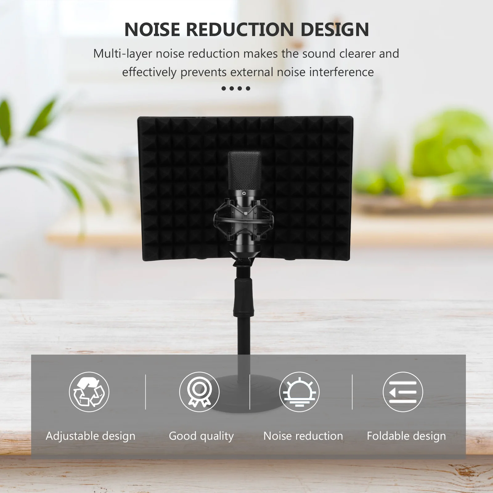

1Pcs Mini Microphone Isolation Shield Black Sound Absorbing Plate Noise Reduction Recording Mic Filter Shield Noise-Proof Screen