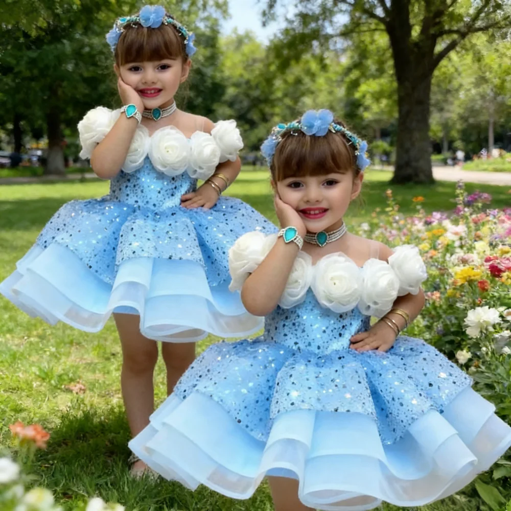 2026 New Kids Clothing Gown Flower Girl Dress Girls Beaded Birthday Performance Formal Celebration Princess Gown Host Piano