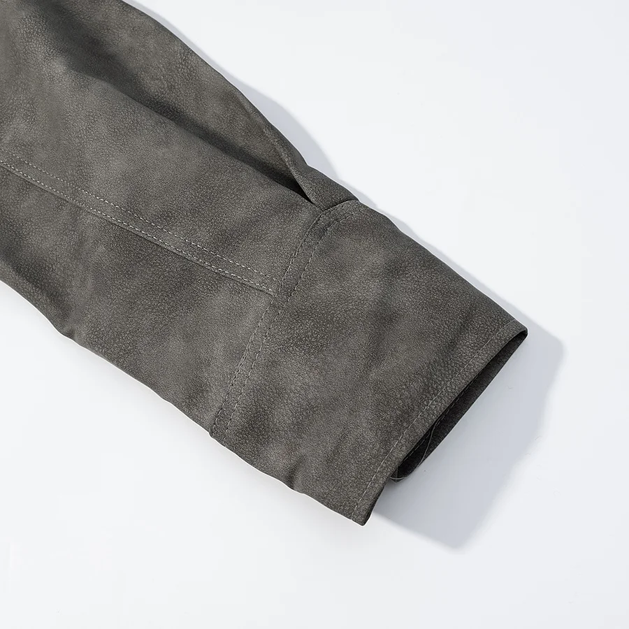 DiYiG WOMAN 2025 Winter New Fashion Faux Leather Printed Suit Chic with Belt Retro Long Sleeve Jacket Outerwear Mujer