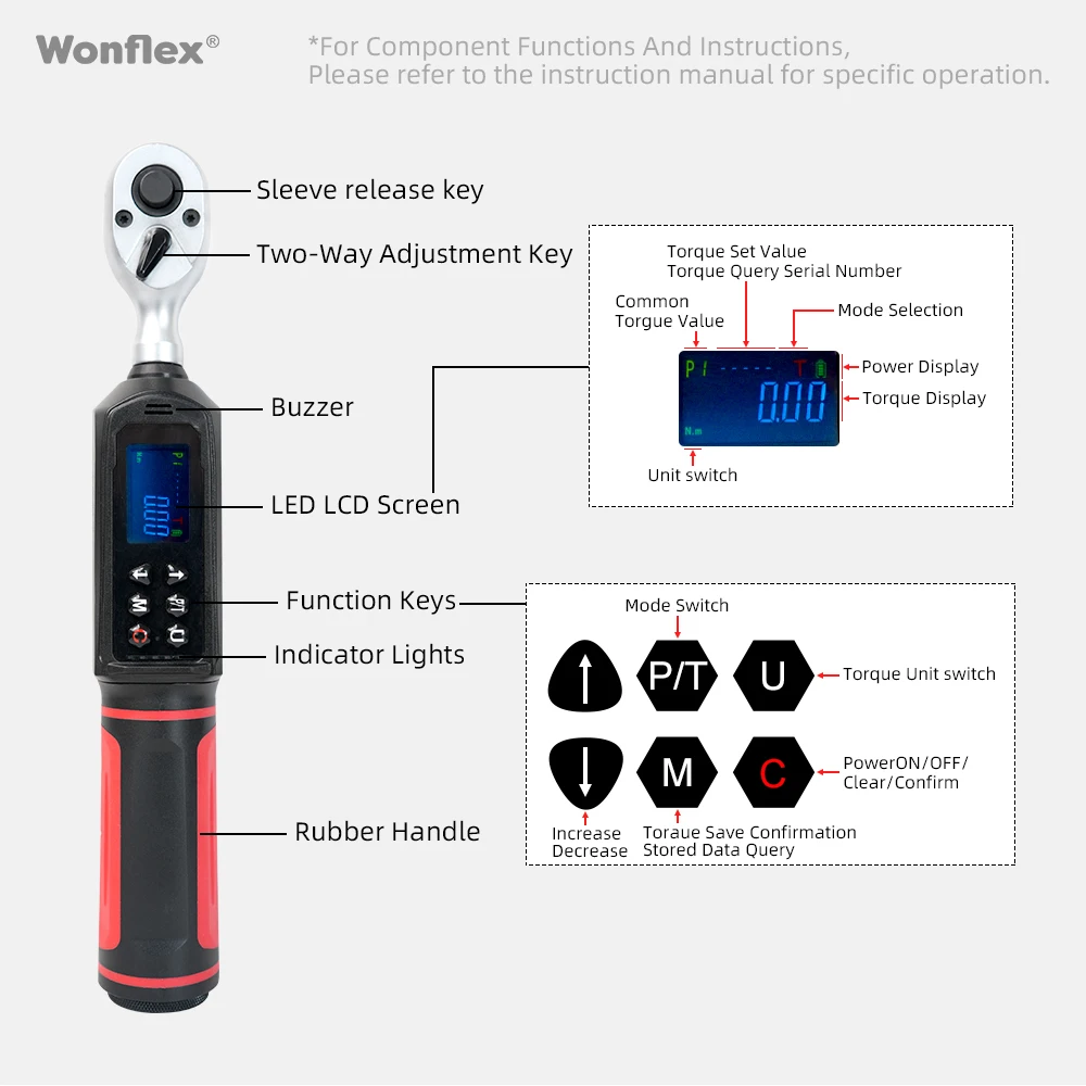 Wonflex Mini Digital Torque Wrench 1/4