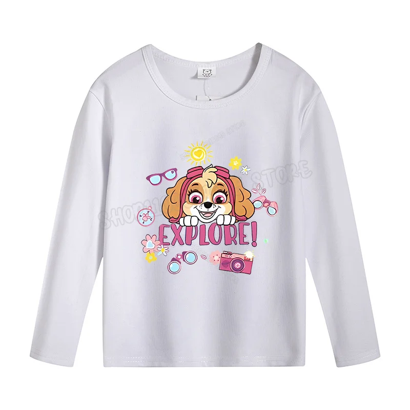 Paw Patrol Clothing for Boy Girl Long Sleeve T-shirt Cotton Chase Skye Clothes Tee Comfortable Tops Cartoon Base Shirt Kids Gift