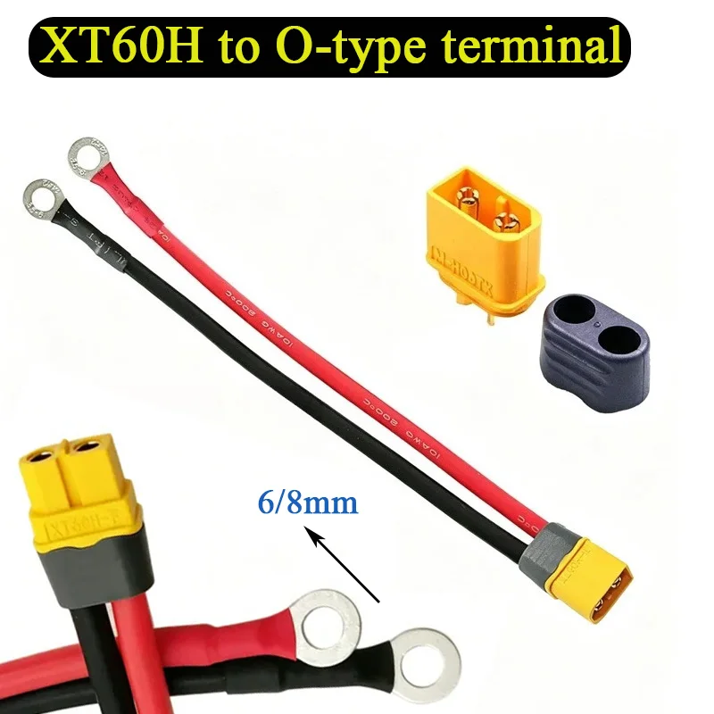 XT60H With 6/8mm O-type Terminal Line 10AWG XT60 Male Female Head Model Aircraft Charging Lithium Battery Connection Wire 5.3 Sq