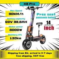 EU Express Duty Free Toursor X8 PRO 8000W Electric Scooter 14 Inch 60V Off-Road Adult Electric Scooter Foldable