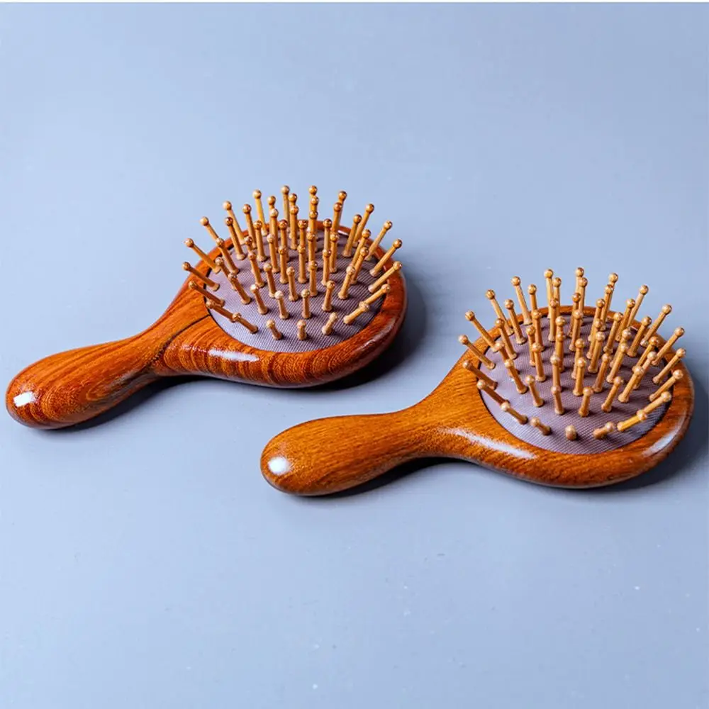 Wood Air Cushion Hair Comb Anti Static Scalp Massage Cute Cat Face Brush Traditional Crafts Handmade Mini Travel Hair Brush