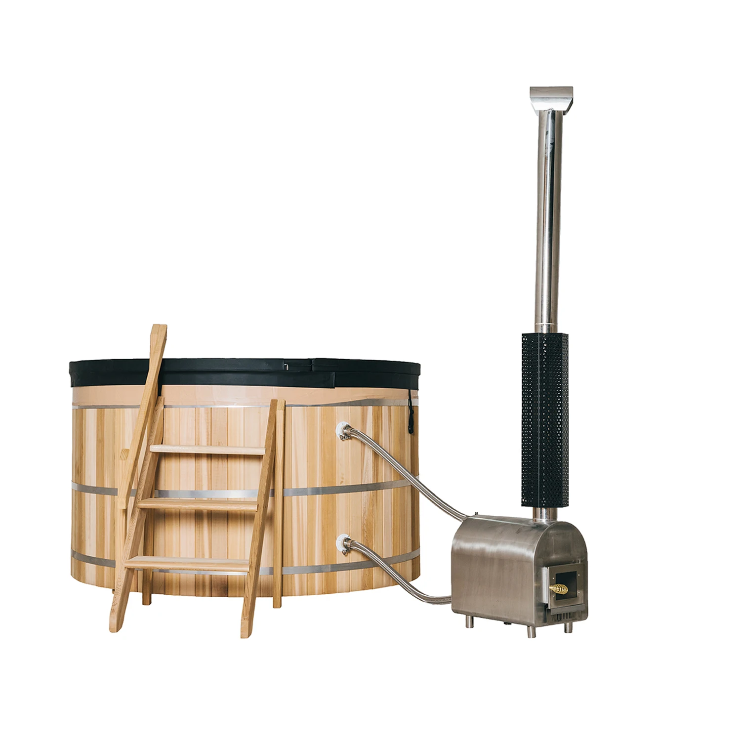 Bañera de hidromasaje de madera de cedro para exteriores, estufa de leña para 6 personas, con cubierta, superventas