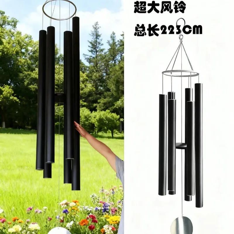 oversized Japanese music wind chimes 88-inch metal handmade pendant frosted black bell purely handmade