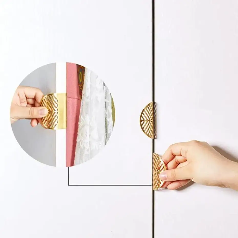1 Pcs New Minimalist Leaf Shaped Brass Cabinet Handles Furniture Drawer Knobs Wardrobe Door Pull Wholesale Decor Hardware