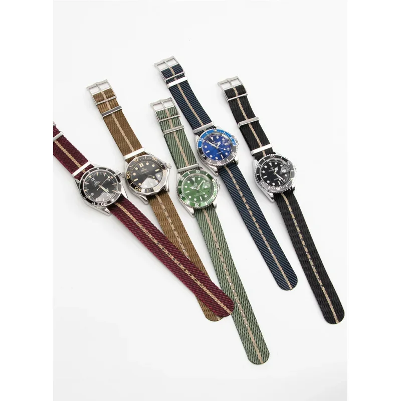 Cinturino in nylon morbido 20mm 22mm cinturino in tela pregiata fibbia ad ardiglione in acciaio inossidabile condimenti di ricambio orologio Seiko Omega universale B