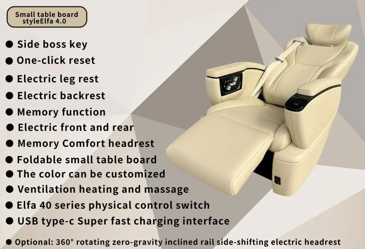 High Quality Control Oem Car Seat With Touch Screen Pilot Seat for Mpv Vans Alphar  Reclining Car Seat
