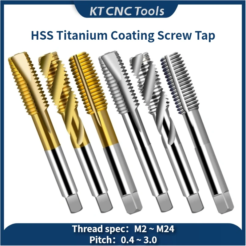 

KT CNC HSS Titanium Coating Screw Tap Drill Bit M2 M2.5 M3 M3.5 M4 M5 M6 M8 M10 M12 Metric Straight Flute Thread Tap Hand Tools