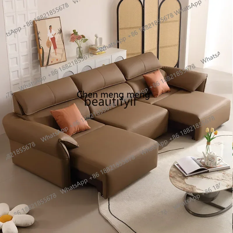 D178 H Modern and simple, electric function sofa bed dual-purpose simple living room small apartment first-layer cowhide sofa