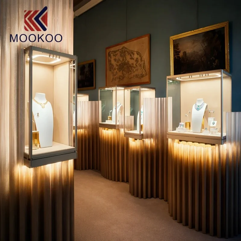 custom.Custom Luxury Round Central Island Jewelry Display Cabinet with Glass Showcase High Jewelry Exhibition Event