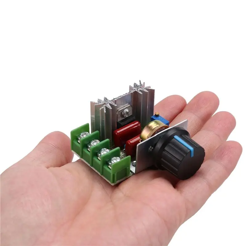 DT19 2 Pcs AC Motor Speed Controller 220V 2000W Thyristor Variable Speed Control Adjustable Power Regulator for Fan Router