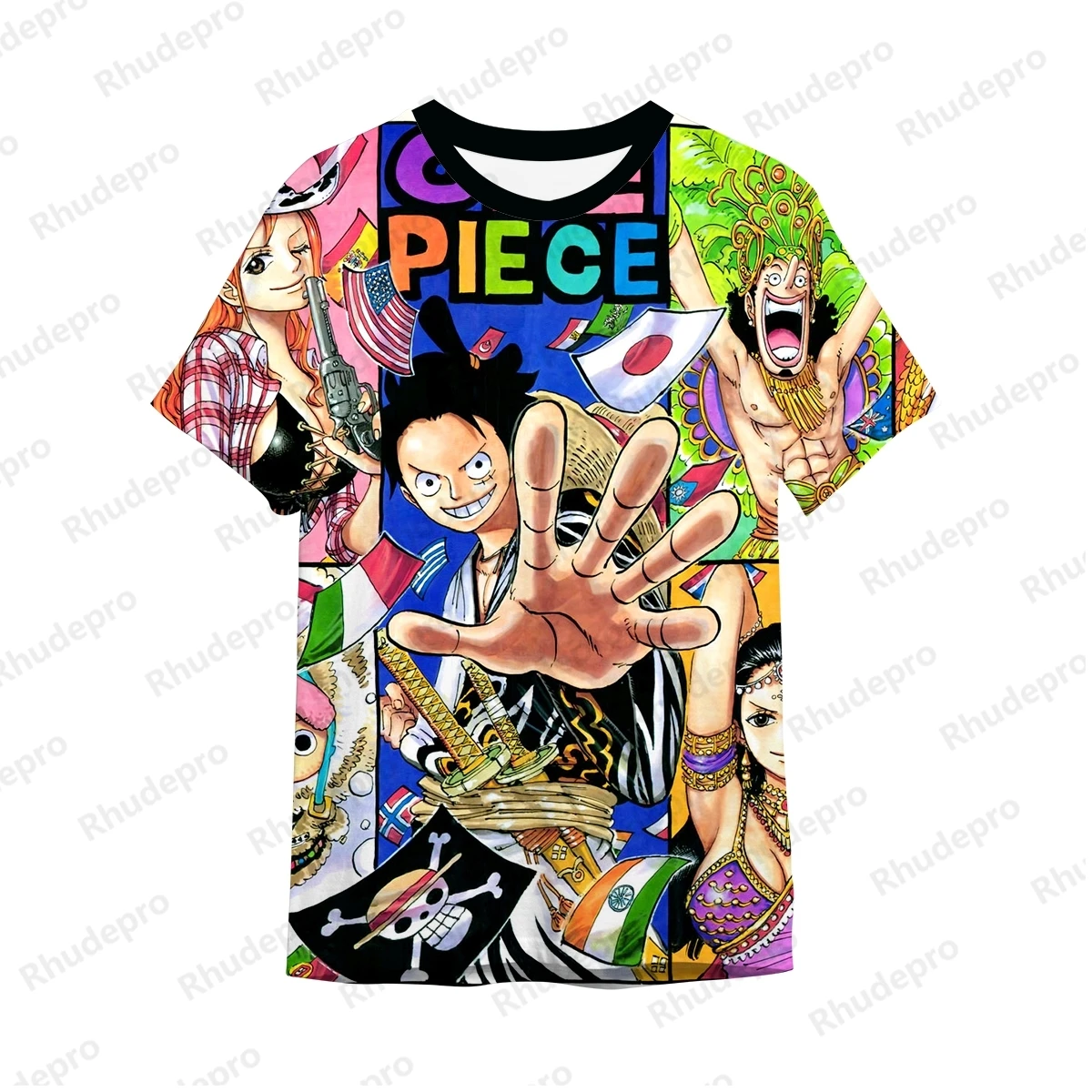 Monkey D luffy เสื้อผ้าผู้ชายเสื้อยืดหนึ่งชิ้นฮิปฮอปของขวัญใหม่แขนสั้นเสื้อผ้า Y2k เทรนด์สไตล์ฮาราจูกุ