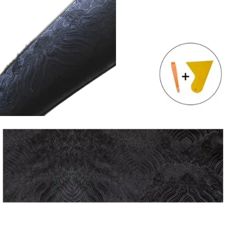 Car Interior Stickers High-Grade Brocade Satin Embroidery Stickers Universal AB Pillar Backi Self-Adhesive Fabric Stickers