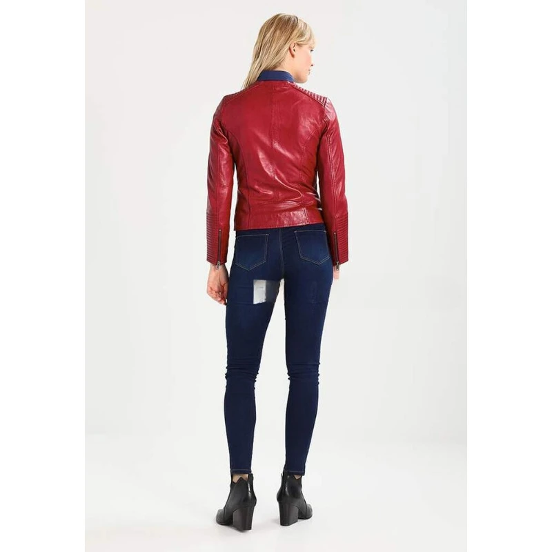 Chaqueta de cuero Natural NAPA auténtica básica para mujer nueva y elegante abrigo acolchado suave