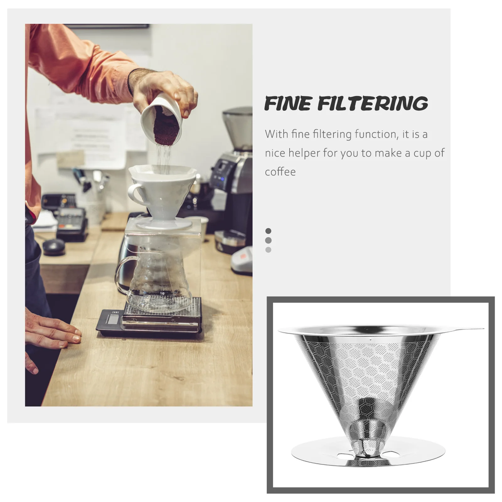 الفولاذ المقاوم للصدأ تصفية طبقة مزدوجة المنقط دليل تخمير غرامة تصفية بطيئة بالتنقيط قمع صانع القهوة المعدنية