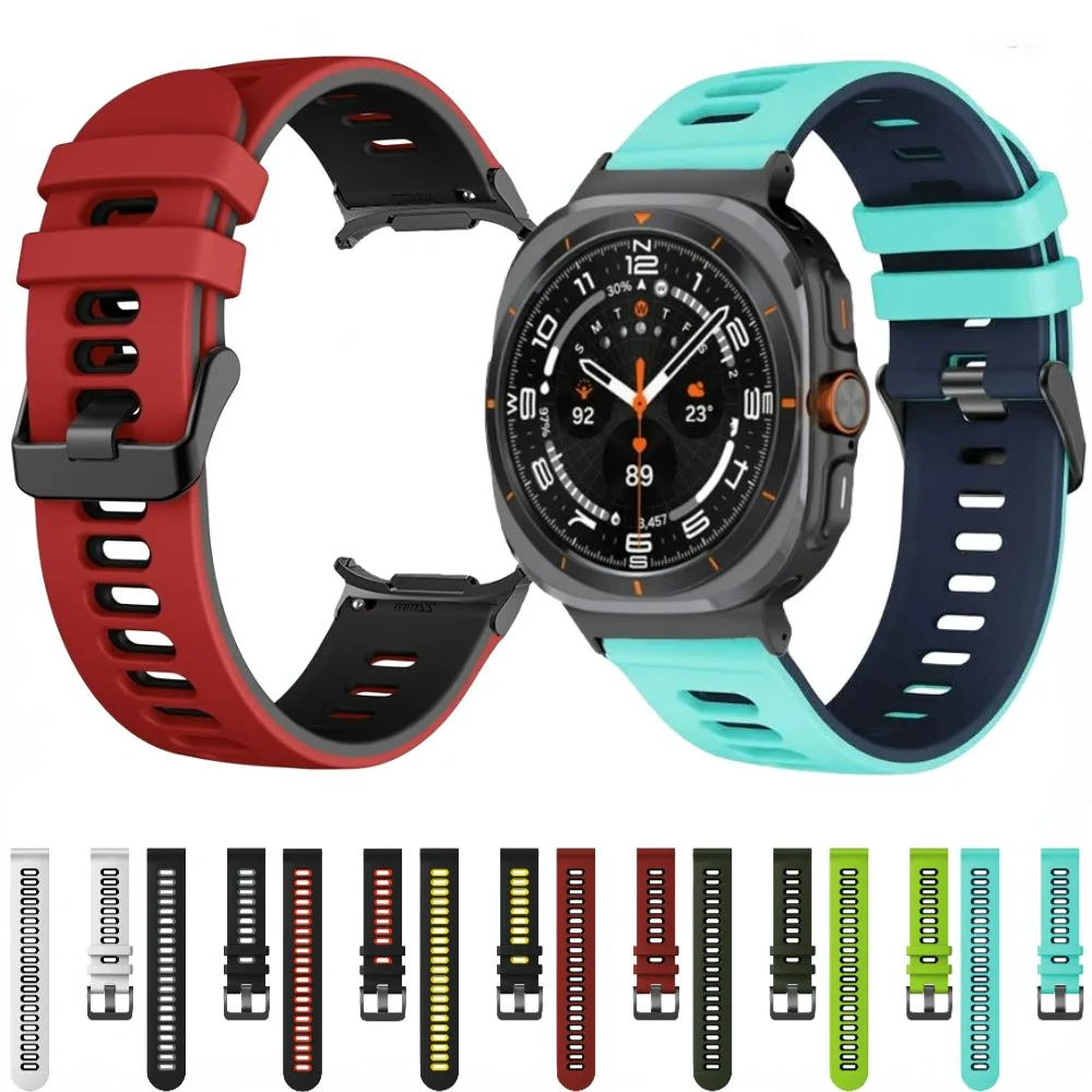 

Silicone Strap for Samsung Galaxy Watch Ultra Two-color breathable wristband for Galaxy Watch 7 Ultra 47mm Sport Bracelet Correa