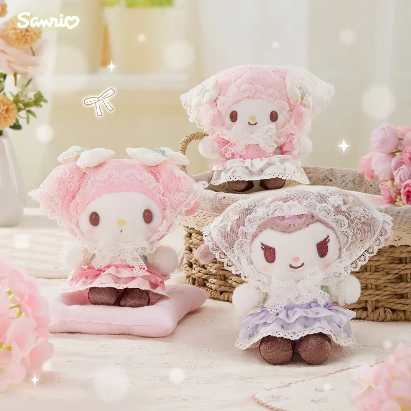

Горячая распродажа: плюшевый брелок Sanrio Cinnamoroll с кружевным декором, Hello Kitty, My Melody – милый мультяшный кулон для сумки, подарок на день рождения, брелок для ключей