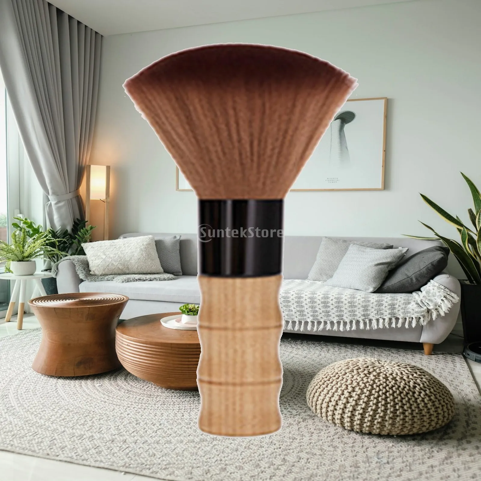 Soft Bristle Barber Neck Duster Brush Multi Purpose Hair Cleaning Tool with Wooden Handle for Salon Barbershop