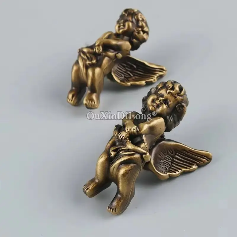 

Retro 2Pairs European Antique Cupid Angel Furniture Handles Cupboard Wardrobe Drawer Kitchen Wine Cabinet Pulls Handles & Knobs
