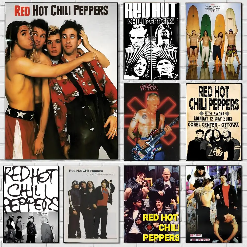 R-Red Hot C-Chili Peppers Poster HD Wall Art Decal Self-Adhesive Aesthetic Decor For Home Living Bedroom Bar Aesthetic