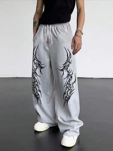 Imagen 2 del producto Pantalones Casuales de Moda 2026, Estilo Gótico Retro Oscuro a Rayas, Corte Recto y Holgado, Ideales para Calle, Hip-Hop y Harajuku