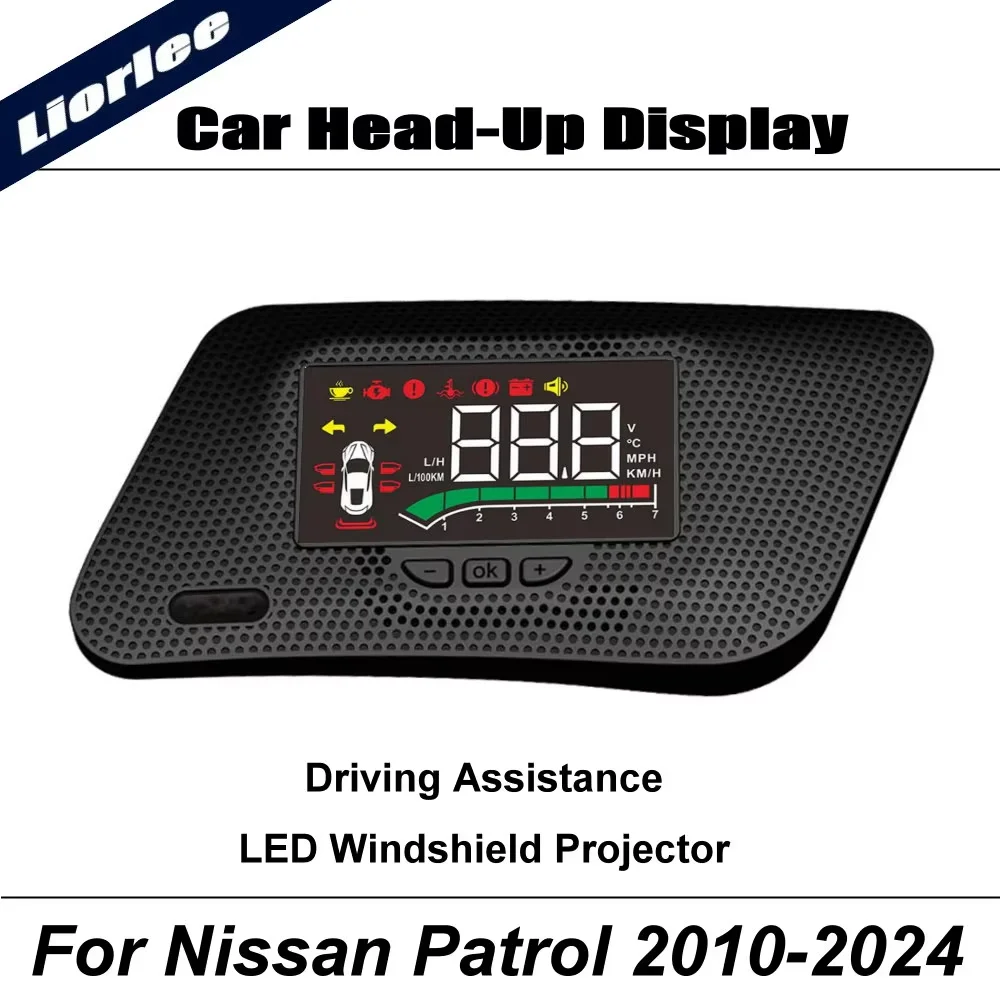 Car LED Projector For Nissan Patrol Armada Y62 2010~2024 Auto HUD Head-Up Display Accessories Windshield Driving Assistance