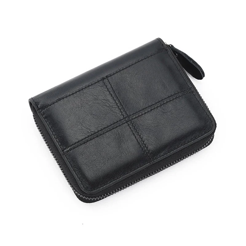 Porte-cartes en cuir véritable pour hommes et femmes, porte-passeport design Checker Stitch, portefeuille avec fermeture éclair, 24 emplacements