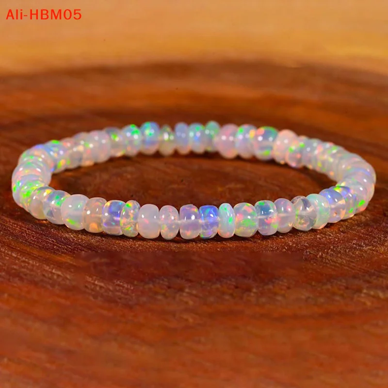 (HB05)Natural Opal Bracelet For Women Stretchable Elastic Rope Healing Crystal Jewelry Helps Maintain Emotional Balance