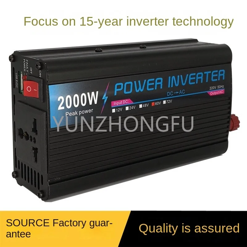 2000W battery car inverter 12V48V60V72V to 220V power converter with USB charging electric car.