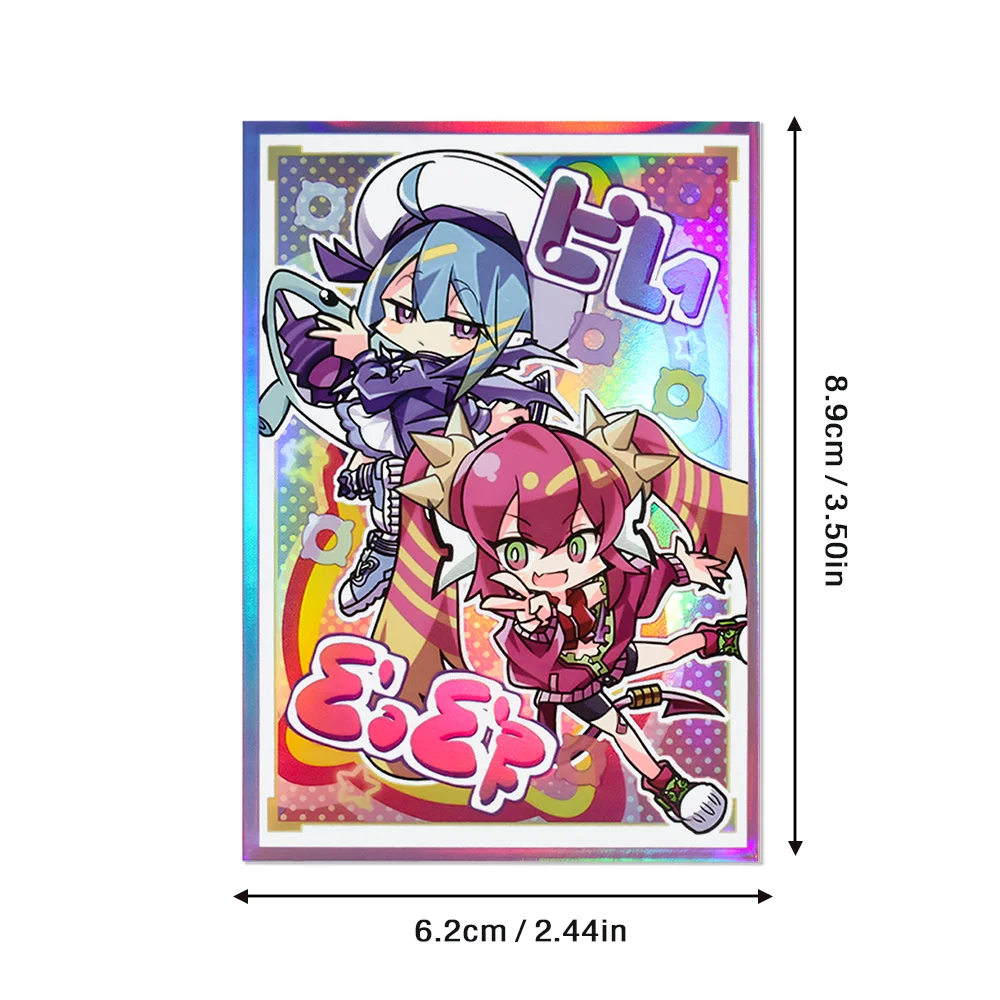 62×89mm 100PCS 홀로그램 만화 아트 애니메이션 카드 슬리브 YGO/TCG 탑 로딩 만화 데크 쉴드(라이브 트윈)