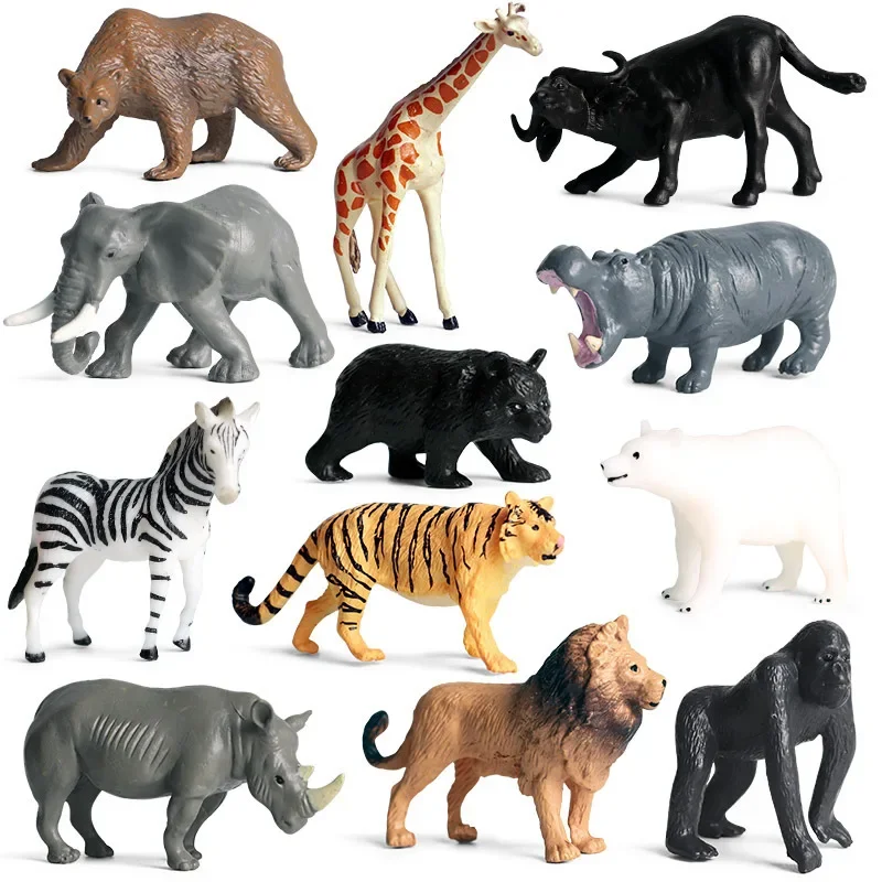 Simulation Farm Poultry Wild Animals Miniature Lion Shark Horse Model Set Action Figures Figurine Zoo Education Kids Puzzle Toys