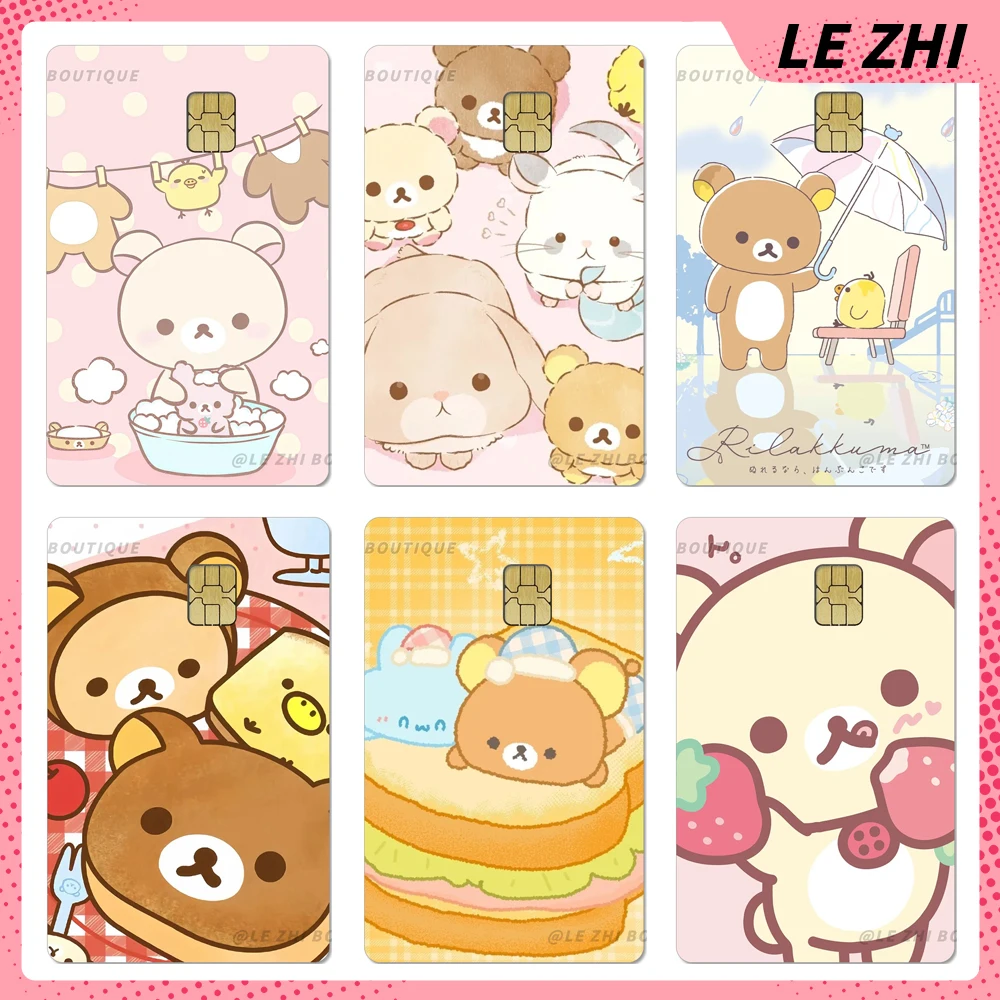 

Sweet Kawaii Anime Rilakkuma Credit Card Debit Card Cover Stickers Diy Waterproof Protection Small Chip Film Stickers Gift