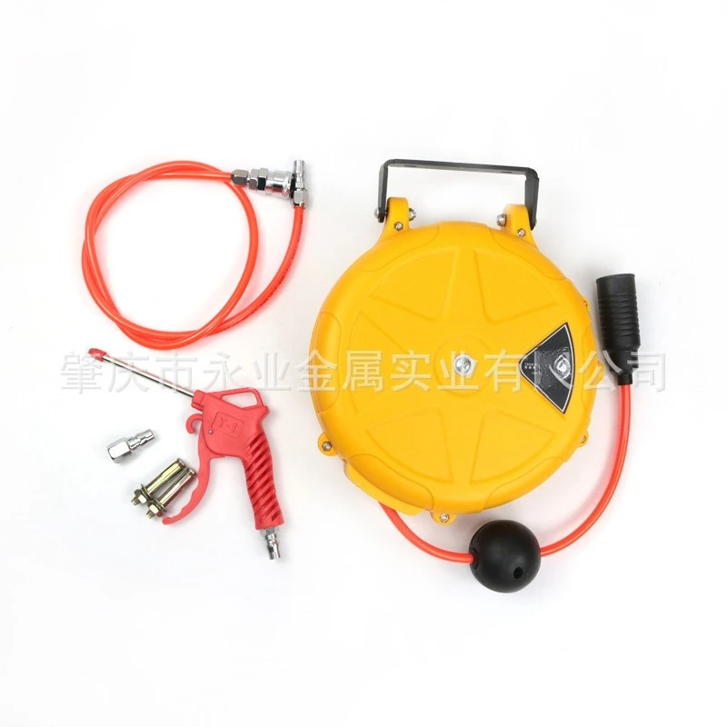 Mini PU Air Hose Reel, Yellow Self‑lock Rewind Tube Drum, Auto Retractable Hose Organizer