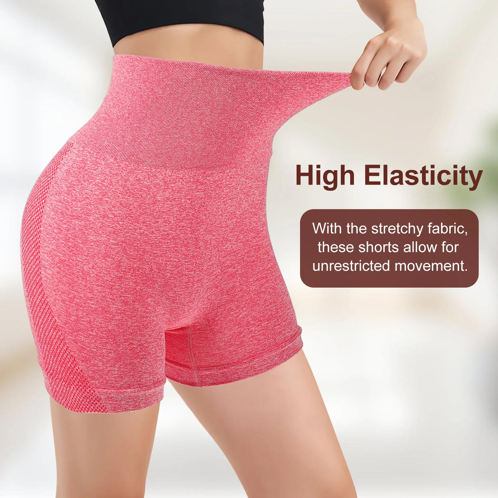 

2Pairs High Waist Workout Shorts Yoga Shorts Women Gym Legging Stretch Running Cycling Volleyball