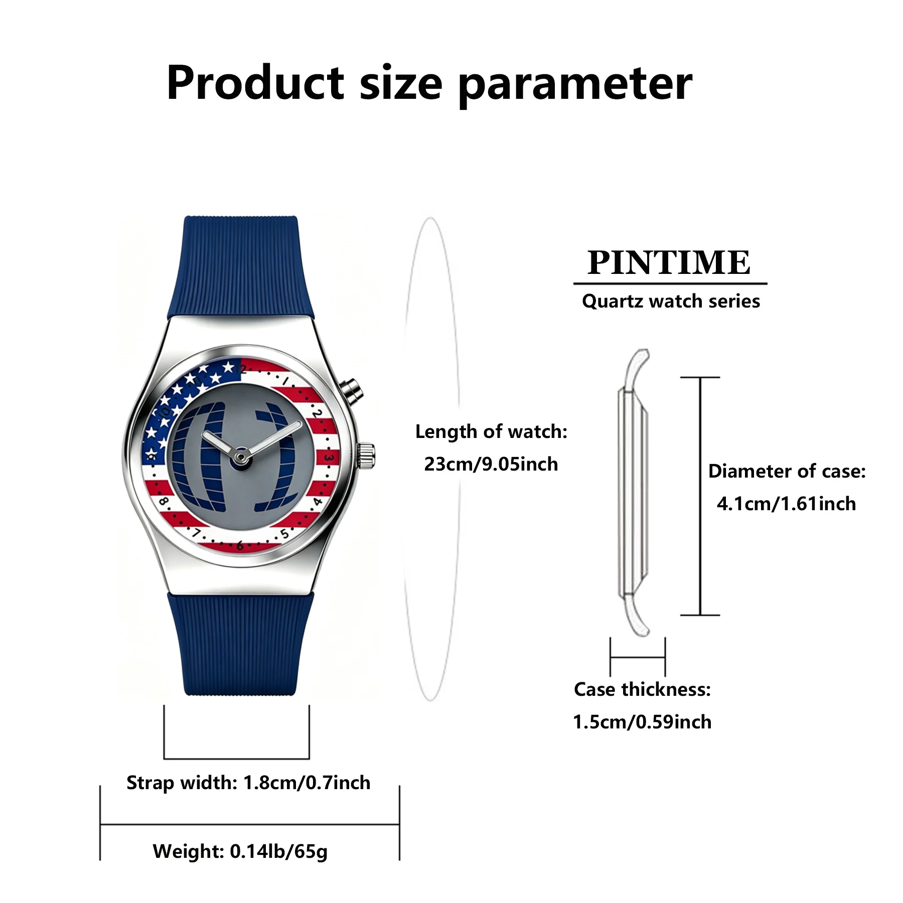 1pc Men's Watch, Silicone Strap, Watch with American and Other National Flag Graphics, Waterproof Dual-Circuit Electronic Watch